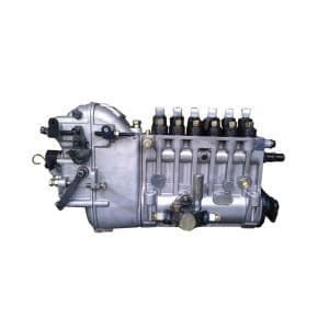 Inline diesel fuel injection pump showing delivery outlets and control linkage