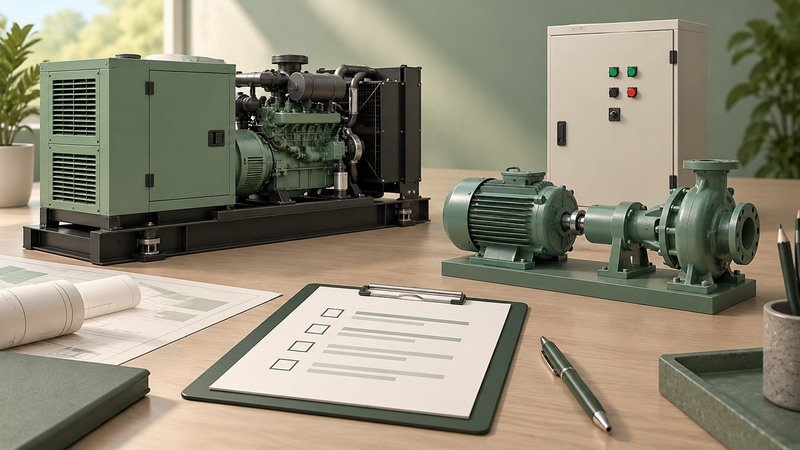 Conceptual generator load planning with an industrial motor and pump