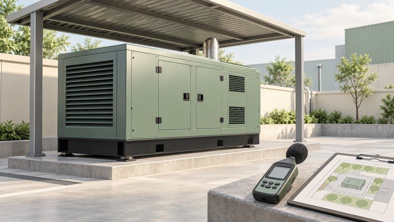 Conceptual generator canopy, sound meter and site review