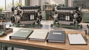 Conceptual generic diesel engines and three technical comparison folders