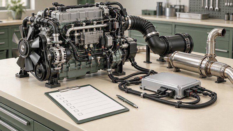 Conceptual generic engine, control harness and installation checklist