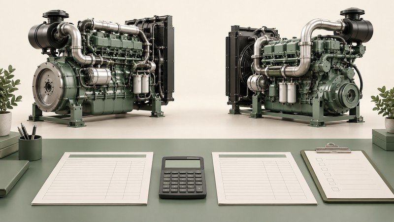 Conceptual diesel engine offers with blank quotation sheets and budget calculator