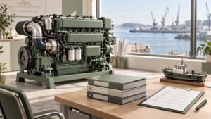 Conceptual marine diesel engine, workboat model and purchasing checklist