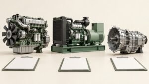Conceptual separate diesel engine, complete genset and transmission purchasing scopes