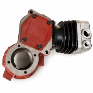 Weichai air compressor 612600130177 with red housing, black cooling fins and silver head