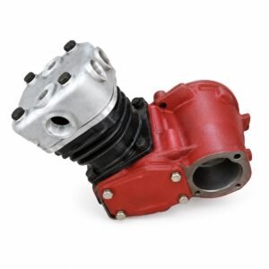 Weichai air compressor 612600130177 reference with red housing, black cooling fins and silver cylinder head