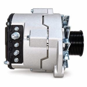 Weichai alternator 612600091027 reference photo showing silver housing, black terminal panel and ribbed pulley