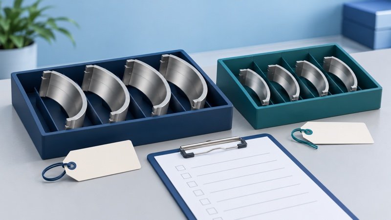 Conceptual illustration of generic bearing shells separated into trays for a contents check