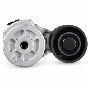Weichai belt tensioner 612600061256 front view with silver housing and black pulley on white background
