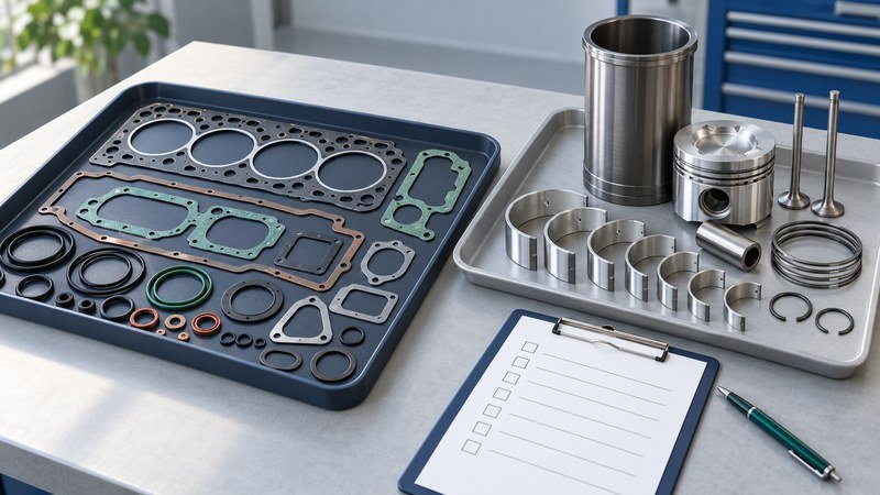Conceptual comparison of a gasket package and separately specified mechanical overhaul components