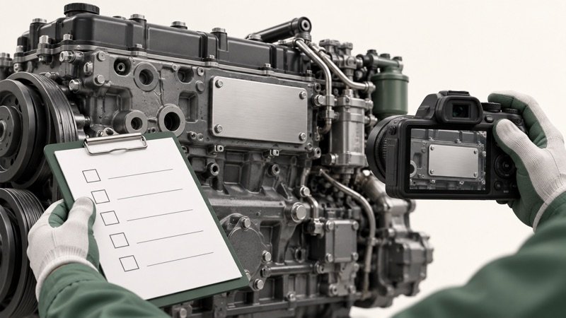 Conceptual engine identification and nameplate information checklist