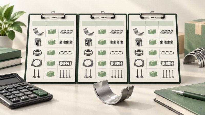 Conceptual comparison of itemized engine parts quotations