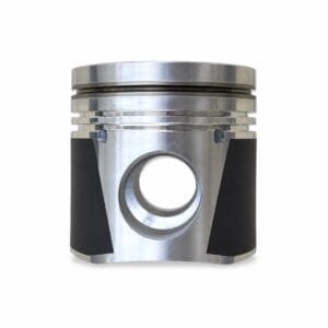 Weichai piston 612600030010 reference photo showing ring grooves, pin bore and coated skirt
