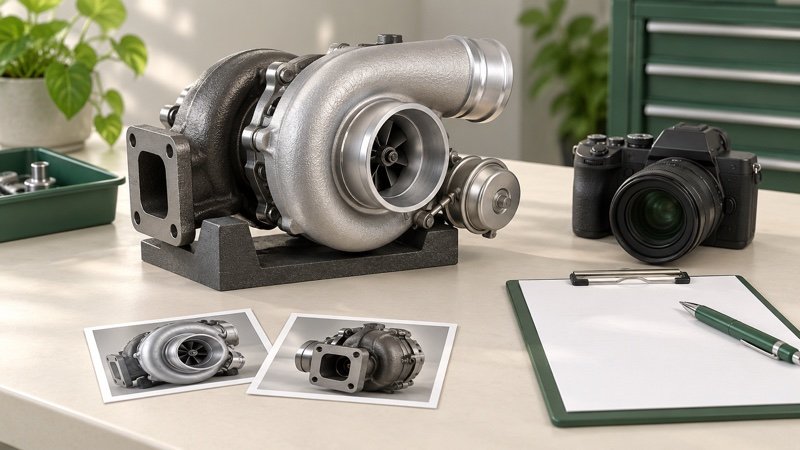 Conceptual turbocharger assembly-view documentation for a parts enquiry