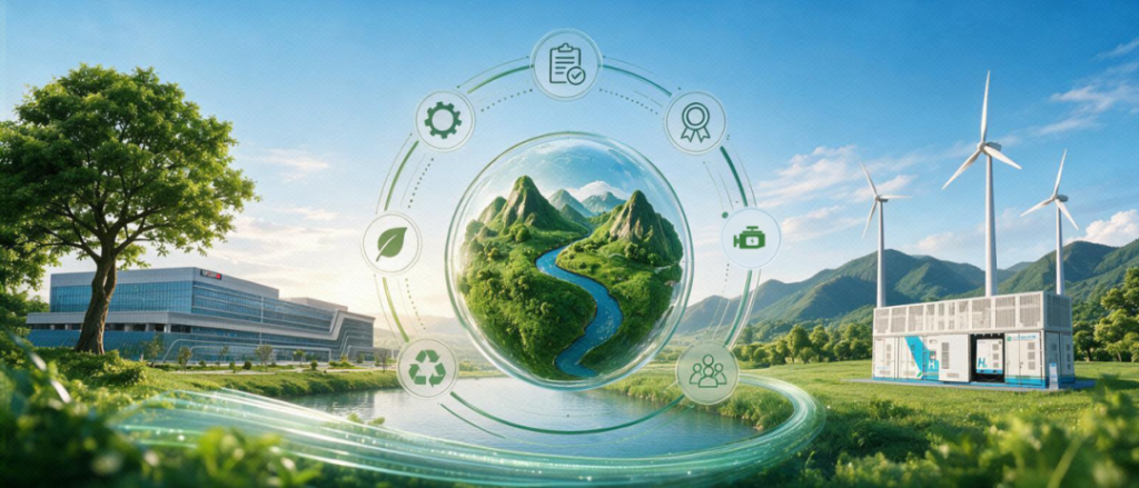 Original Weichai World Standards Day illustration showing clean energy and green industry