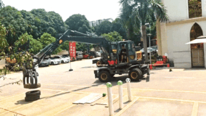 Wheeled excavator at the Chongzuo skills event shown in Weichai Power’s WP3.6N report